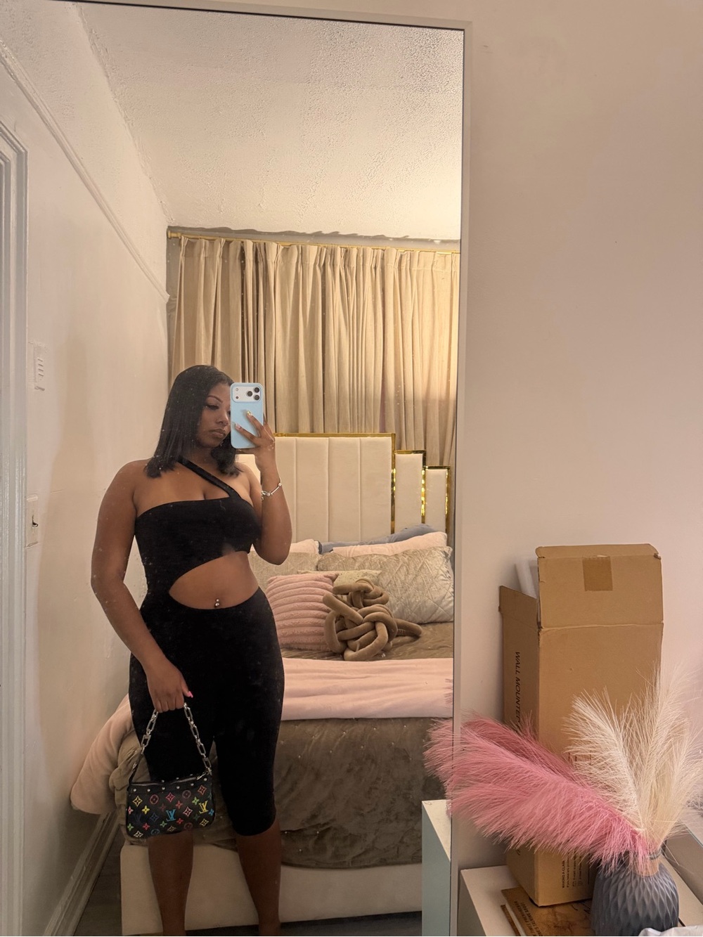 Fashion Nova Black One-Shoulder Cutout Bandeau Midi Dress